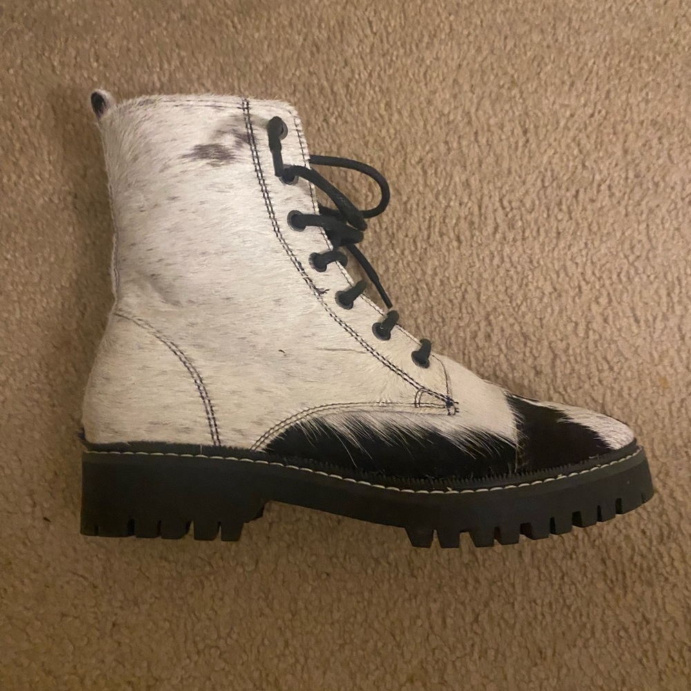Cowhide lace up boots